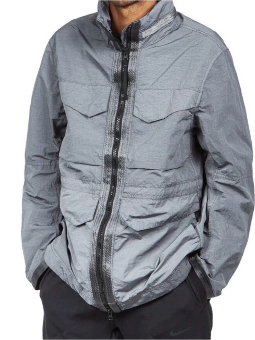 Nike Men's Sportswear Tech Pack High Density Zipper Jacket Dark Grey Black XL